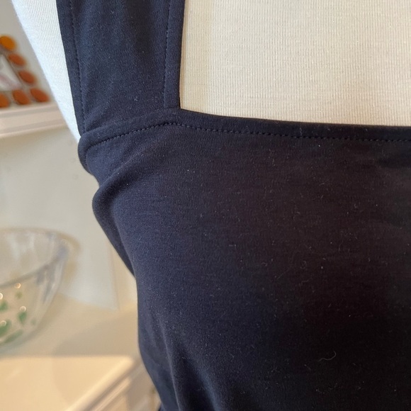 VINCE Black 100% cotton square neck belted midi dress size small - Picture 4 of 15